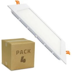 LEDKIA Spot Encastrable PACK Dalle LED Carrée Extra Plate 18W (4 Un) Downlight Panel Blanc Chaud 2800K - 3200K - Blanc Chaud 2800K - 3200K