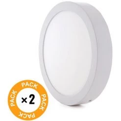 GREENICE Pack 2 Plafonniers LED 18W 1190Lm 6000ºK Monté En Surface 30.000H [JL-JM18WR-CW-PK2-AP]