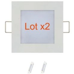 HOROZ ELECTRIC Lot De 2 Dalles LED Extra Plates Carré Blanc 3W (Eq. 24W) 2700K Dim 90x90mm - Blanc