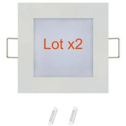 HOROZ ELECTRIC Lot De 2 Dalles LED Extra Plates Carré Blanc 6W (Eq. 48W) 2700K Dim 120x120mm - Blanc