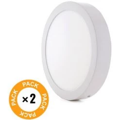 GREENICE Pack 2 Plafonniers LED 24W 1900Lm 6000ºK Monté En Surface 30.000H [HO-PLAF-C-24W-CW-PK2-AP]