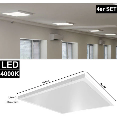 ETC-SHOP Lot De 4 LED Plafonnier Panneau ALU Encastrable Plafond Salon Salle à Manger Lampe Blanc 4 ETC-SHOP Lot De 4 LED Plafonnier Panneau ALU Encastrable Plafond Salon Salle à Manger Lampe Blanc – Image 2