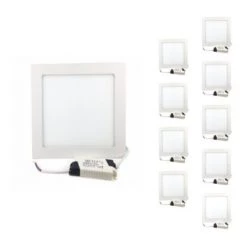 Spot LED Encastrable Carré BLANC 18W (Pack De 10) - Blanc Chaud 2300K - 3500K - SILAMP - Blanc Chaud 2300K - 3500K