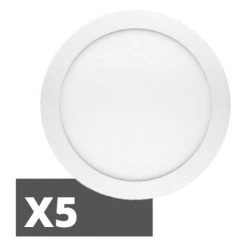 ANROLD-D Lot De 5 Dalles LED 18W Extra-plate Ronde Downlight à Encastrer 4000K