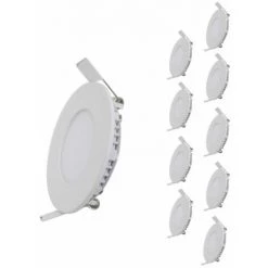 Spot LED Encastrable Rond BLANC 12W (Pack De 10) - Blanc Chaud 2300K - 3500K - SILAMP - Blanc Chaud 2300K - 3500K