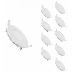 Spot LED Encastrable Rond BLANC 3W (Pack De 10) - Blanc Neutre 4000K - 5500K - SILAMP - Blanc Neutre 4000K - 5500K