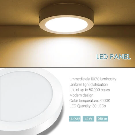 Topdeal 1 PCS 12W Panneau Lumineux Blanc Chaud Rond 220V 7 Topdeal 1 PCS 12W Panneau Lumineux Blanc Chaud Rond 220V – Image 5