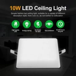 DIYOZZY Emménagement Intégrée Sans Cadre Extrémiste-mince De Panneau Léger 6000K 85-265V 10W Carré -Panneau LED Soldes 2022 28393921 4