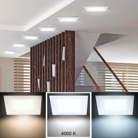 ETC-SHOP Lot De 2 Luminaires Encastrables LED Grille Plafond ALU Panneau Mural Lampes De Couloir Carré 7 ETC-SHOP Lot De 2 Luminaires Encastrables LED Grille Plafond ALU Panneau Mural Lampes De Couloir Carré – Image 5