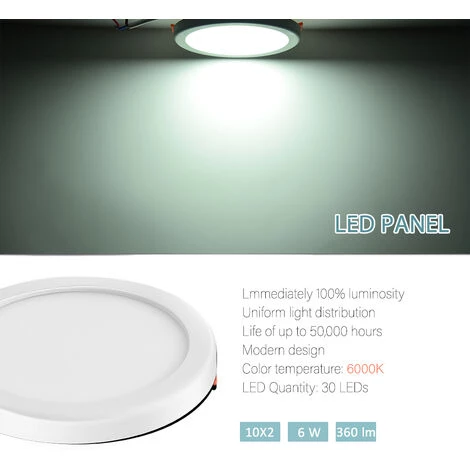 DIYOZZY Panneau D'ouverture à Trou Libre 85-265V 6W Blanc Froid Rond 5 DIYOZZY Panneau D'ouverture à Trou Libre 85-265V 6W Blanc Froid Rond – Image 3