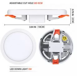 DIYOZZY Panneau D'ouverture à Trou Libre 85-265V 6W Blanc Froid Rond 11 DIYOZZY Panneau D'ouverture à Trou Libre 85-265V 6W Blanc Froid Rond -Panneau LED Soldes 2022 29506169 5