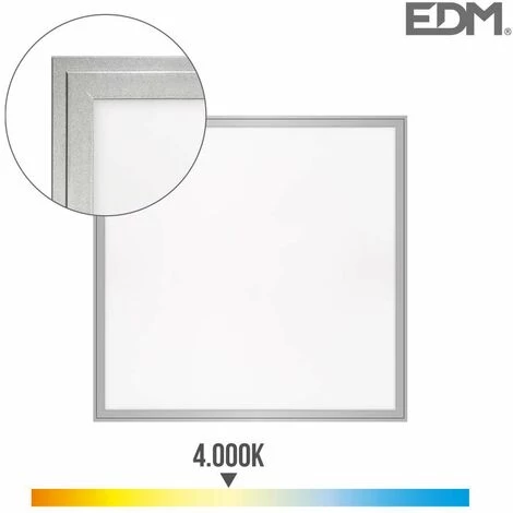 EDM Dalle LED 40W Carré 59,5x59,5mm Chrome Mat - Blanc Naturel 4000K 4 EDM Dalle LED 40W Carré 59,5x59,5mm Chrome Mat - Blanc Naturel 4000K – Image 2