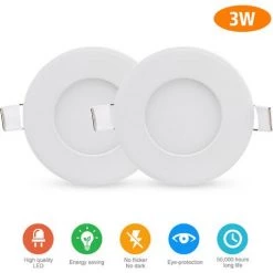 DIYOZZY 3W Petit Panneau Blanc Froid Léger Rond 220V 2 Pièces 3W Blanc Froid