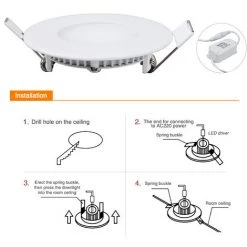 DIYOZZY 3W Petit Panneau Blanc Froid Léger Rond 220V 2 Pièces 3W Blanc Froid -Panneau LED Soldes 2022 41398977 3