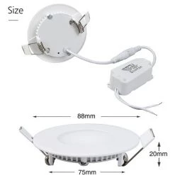 DIYOZZY 3W Petit Panneau Blanc Froid Léger Rond 220V 2 Pièces 3W Blanc Froid -Panneau LED Soldes 2022 41398977 4