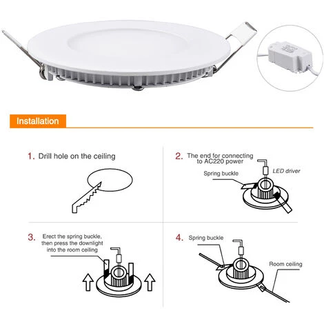 DIYOZZY 6W Petit Panneau Blanc Froid Léger Rond 220V 2 Pièces 220V 6W Blanc Froid 2pcs 5 DIYOZZY 6W Petit Panneau Blanc Froid Léger Rond 220V 2 Pièces 220V 6W Blanc Froid 2pcs – Image 3