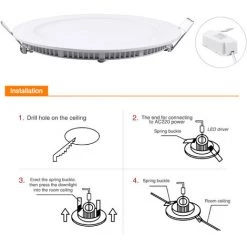 DIYOZZY Lampe à Petit Panneau 12W Blanche Froide Ronde 220V 220V 12W Blanc Froid -Panneau LED Soldes 2022 41399516 4