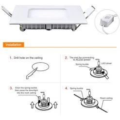DIYOZZY 3W Petit Panneau Blanc Froid Peu Profond Carré 220V 2 Pièces 220V 3W Blanc Froid -Panneau LED Soldes 2022 41399517 3
