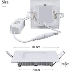 DIYOZZY 3W Petit Panneau Blanc Froid Peu Profond Carré 220V 2 Pièces 220V 3W Blanc Froid -Panneau LED Soldes 2022 41399517 4