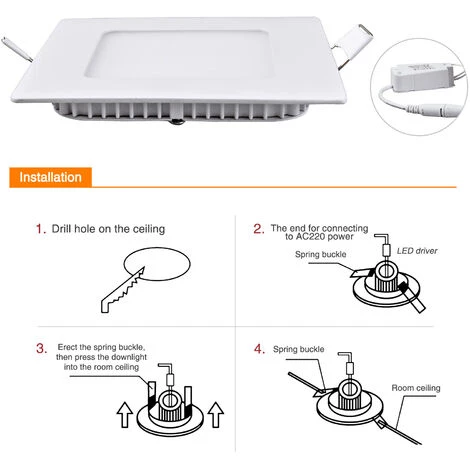 DIYOZZY 6W Petit Panneau Blanc Froid Léger Carré 220V 2 Paquets 220V 6W Blanc Froid 5 DIYOZZY 6W Petit Panneau Blanc Froid Léger Carré 220V 2 Paquets 220V 6W Blanc Froid – Image 3