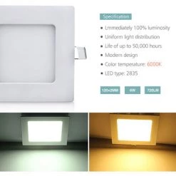 DIYOZZY 6W Petit Panneau Blanc Froid Léger Carré 220V 2 Paquets 220V 6W Blanc Froid 11 DIYOZZY 6W Petit Panneau Blanc Froid Léger Carré 220V 2 Paquets 220V 6W Blanc Froid -Panneau LED Soldes 2022 41399556 5