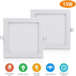 DIYOZZY Feu De Petit Panneau De 15W Carré Blanc Chaud 220V 2 PCS 220V 15W Blanc Chaud