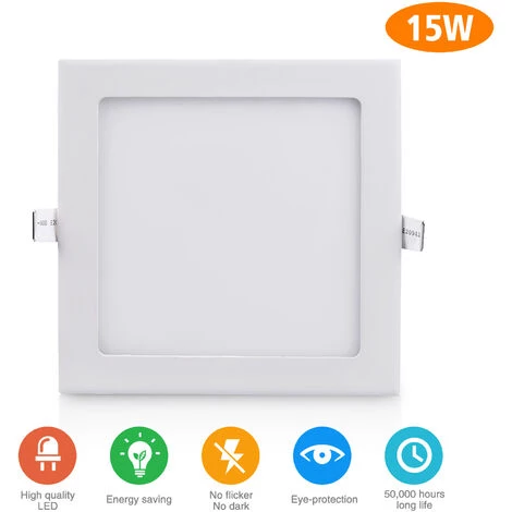 DIYOZZY Feu De Petit Panneau De 15W Carré Blanc Chaud 220V 2 PCS 220V 15W Blanc Chaud 4 DIYOZZY Feu De Petit Panneau De 15W Carré Blanc Chaud 220V 2 PCS 220V 15W Blanc Chaud – Image 2