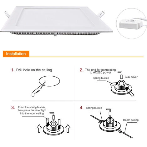 DIYOZZY Feu De Petit Panneau De 15W Carré Blanc Chaud 220V 2 PCS 220V 15W Blanc Chaud 5 DIYOZZY Feu De Petit Panneau De 15W Carré Blanc Chaud 220V 2 PCS 220V 15W Blanc Chaud – Image 3