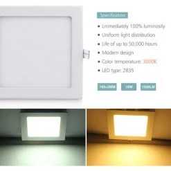 DIYOZZY Feu De Petit Panneau De 15W Carré Blanc Chaud 220V 2 PCS 220V 15W Blanc Chaud 11 DIYOZZY Feu De Petit Panneau De 15W Carré Blanc Chaud 220V 2 PCS 220V 15W Blanc Chaud -Panneau LED Soldes 2022 42225917 5