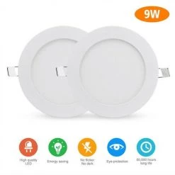 KARTOKNER 2 Pièces 9w Petit Panneau Léger Rond 220V (Blanc Froid)