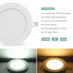 KARTOKNER 2 Pièces 9w Petit Panneau Léger Rond 220V (Blanc Froid) -Panneau LED Soldes 2022 49926742 4
