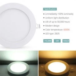 KARTOKNER 2 Pièces 12w Petit Panneau Léger Rond 220V (Blanc Froid) -Panneau LED Soldes 2022 49926744 4