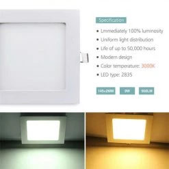 KARTOKNER 2 Pièces 9w Petit Panneau Léger Carré 220V (Blanc Chaud) -Panneau LED Soldes 2022 49926850 5