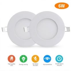KARTOKNER 2 Pièces 6w Petit Panneau Léger Rond 220V (Blanc Chaud)