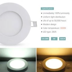 KARTOKNER 2 Pièces 6w Petit Panneau Léger Rond 220V (Blanc Chaud) -Panneau LED Soldes 2022 49926887 4
