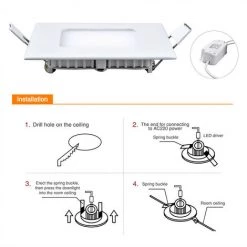 KARTOKNER 2 Pièces 3w Petit Panneau Léger Carré 220V (Blanc Froid) -Panneau LED Soldes 2022 49927178 3