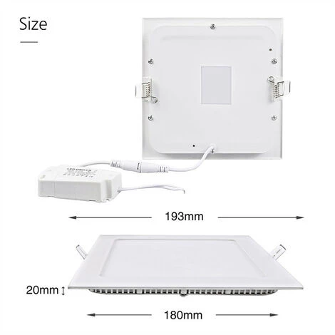 KARTOKNER 2 Pièces 15w Petit Panneau Léger Carré 220V (Blanc Chaud) 4 KARTOKNER 2 Pièces 15w Petit Panneau Léger Carré 220V (Blanc Chaud) – Image 2