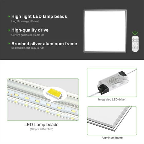 KARTOKNER 5 Pièces Plafonnier LED Carré Puissant – Panneau LED 36 W – Idéal Pour Salon, Bureau Ou Atelier (Blanc Froid) 5 KARTOKNER 5 Pièces Plafonnier LED Carré Puissant – Panneau LED 36 W – Idéal Pour Salon, Bureau Ou Atelier (Blanc Froid) – Image 3