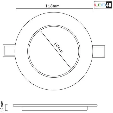 BRICOLINE Panneau LED Encastré Au Plafond Mince 6W Blanc Chaud 2800-3200K Led4U LD151W Fi120 * H20mm 6 BRICOLINE Panneau LED Encastré Au Plafond Mince 6W Blanc Chaud 2800-3200K Led4U LD151W Fi120 * H20mm – Image 4