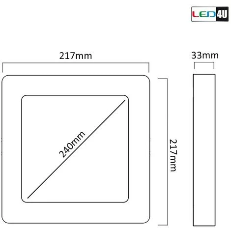 BRICOLINE LD156C 47448 Panneau LED En Saillie Mince 18W Blanc Froid 5500-6500K 225 * 225 * H40mm 7 BRICOLINE LD156C 47448 Panneau LED En Saillie Mince 18W Blanc Froid 5500-6500K 225 * 225 * H40mm – Image 5