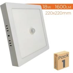 LED ATOMANT SL Plafón LED Cuadrado Superficie 18W 1600LM 220mm Con Sensor IR | Blanc Froid 6500K - Pack 1 Pce. - Blanc Froid 6500K