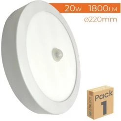 LED ATOMANT SL Plafón LED Circular Superficie 20W 1800LM 220mm Con Sensor IR | Blanc Froid 6500K - Pack 1 Pce. - Blanc Froid 6500K
