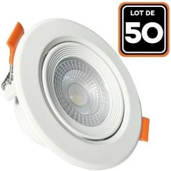 EUROPALAMP Lot De 50 Spots LED Encastrable Rond 5W - Blanc Froid 6500K