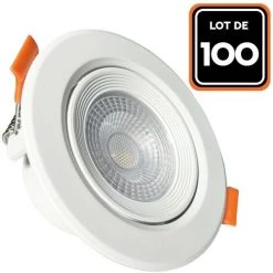 EUROPALAMP Lot De 100 Spots LED Encastrable Rond 5W - Blanc Froid 6500K