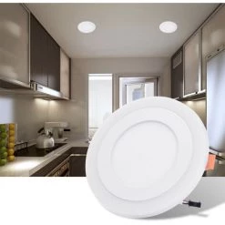 Topdeal 1 PCS Panneau LED Plafonnier 12+6W Ultra-fin Bicolore Rond Encastré Installation FFMC0005003 -Panneau LED Soldes 2022 55737379 5