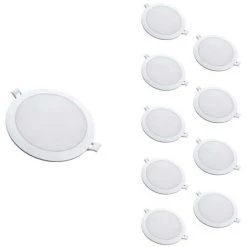 Downlight Dalle LED Extra Plate Ronde BLANC 18W Ø170mm (Pack De 10) - Blanc Chaud 2300k - 3500k - SILUMEN