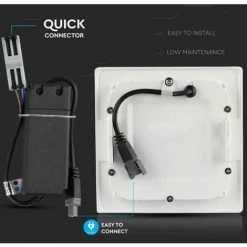 V-TAC Mini Panneau LED 18W Puce Samsung Carré Encastré 3000K -Panneau LED Soldes 2022 56813109 3