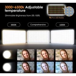 ZOLGINAH Panneau LED Sur Caméra, Lumière Vidéo 3000K-6500K, Luminosité Dimmable De 0% à 100%, CRI 95+, Eclairage Photo Lampe Portable Pour Caméscopes DSLR, Photographie, Batterie Intégérée 4000mAh -Panneau LED Soldes 2022 59346128 2