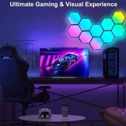 ZOLGINAH WiFi Smart RGB Lumiere Gaming Panneau LED Mural Contrôle Vocal Et App, Musique Sync Module LED Pour Deco Gaming/Salle Esthétique Décor,7 Pack -Panneau LED Soldes 2022 59346624 3