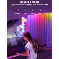 ZOLGINAH WiFi Smart RGB Lumiere Gaming Panneau LED Mural Contrôle Vocal Et App, Musique Sync Module LED Pour Deco Gaming/Salle Esthétique Décor,7 Pack -Panneau LED Soldes 2022 59346624 4